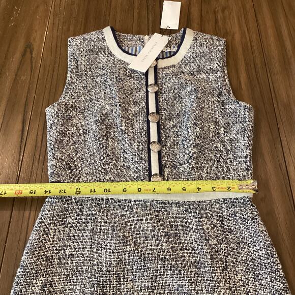 Veronica Beard Julie Tweed boucle A-Line Mini dress blue sleeveless knit 2 - Picture 5 of 10